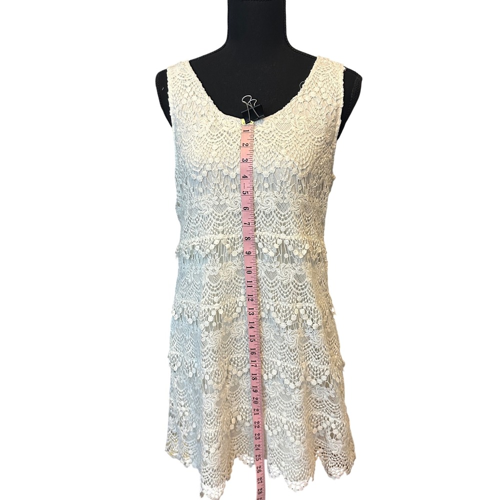 H&M Divided Ivory Floral Lace Tiered Mini Dress 12 Boho Festival Western - Picture 4 of 9